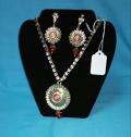Artistic Crystal Encrusted Golden Necklace Set w/ Earrings #7015